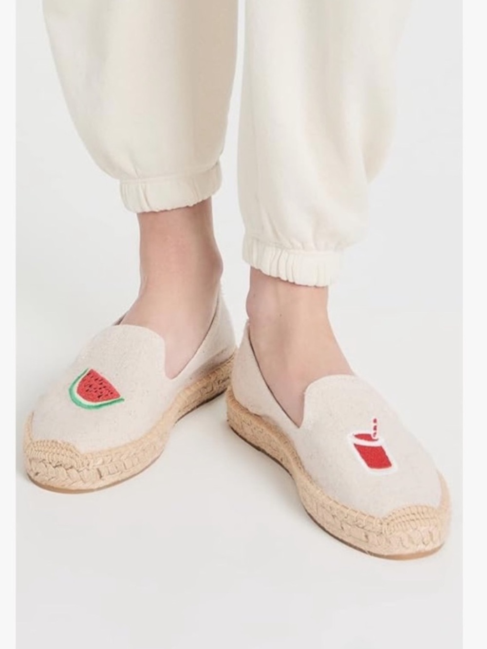 Soludos Canvas Jute Watermelon & Juice Cocktail Espadrilles NIB 8.5 Beach